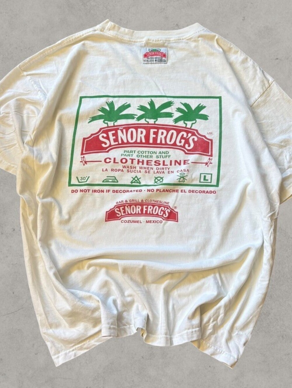 Vintage 90s Senor Frog's Clothesline Graphic Mexico Shirt Size Mens XL